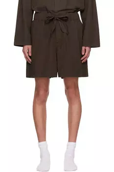 Коричневые поплиновые пижамные шорты Tekla