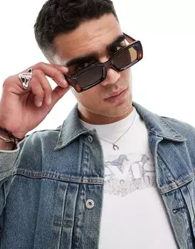 Коричневые прямоугольные солнцезащитные очки ASOS DESIGN
