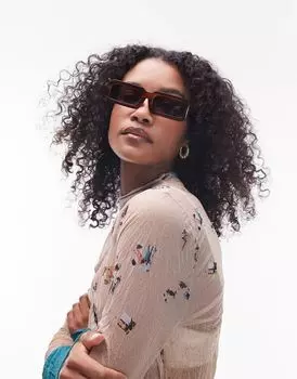 Коричневые прямоугольные солнцезащитные очки Topshop Dahlia