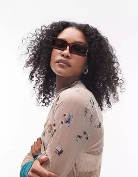 Коричневые прямоугольные солнцезащитные очки Topshop Dahlia