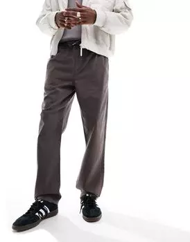 Коричневые прямые брюки без застежки с резинкой на талии ASOS DESIGN