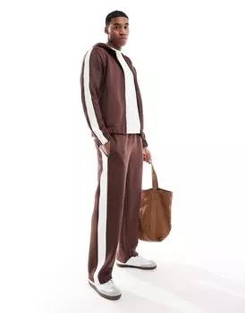Коричневые прямые джоггеры с тесьмой ASOS DESIGN