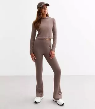 Коричневые расклешенные леггинсы для девочек New Look, светло-коричневый