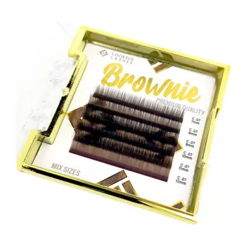 Коричневые ресницы для наращивания, изгиб d, 10 мм, 1 упаковка. Looksus Lashes Brownie 0,07 dark brown