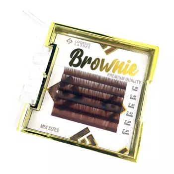 Коричневые ресницы для наращивания, изгиб d, 9 мм, 1 упаковка. Looksus Lashes Brownie 0,07 medium brown