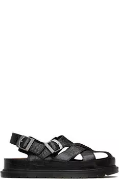 Коричневые сандалии Fisherman из крокодиловой кожи Analine Dr. Martens