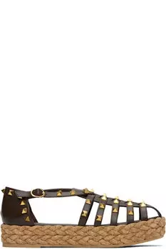 Коричневые сандалии Rockstud Cork Valentino Garavani