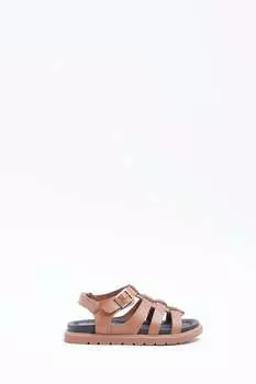 Коричневые сандалии в рыбацком стиле для мальчиков на липучке River Island, коричневый