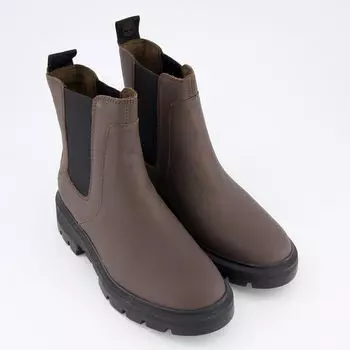 Коричневые сапоги на плоской подошве Timberland