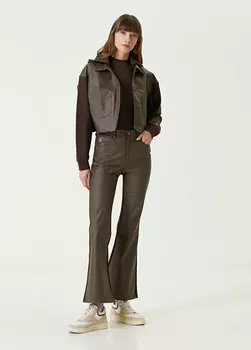 Коричневые широкие брюки из веганской кожи Bassigue