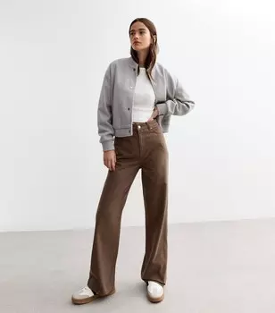 Коричневые широкие джинсы с завышенной талией Adalae New Look, темно-коричневый