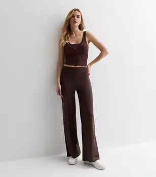 Коричневые широкие леггинсы New Look, темно-коричневый