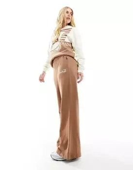 Коричневые широкие спортивные брюки с логотипом Armani EA7