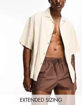 Коричневые шорты для плавания суперкороткой длины ASOS