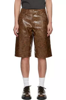 Коричневые шорты из искусственной кожи с двойным коленом Andersson Bell