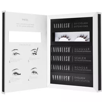 Коричневые склеенные ресницы FLIRTY Набор Nanolash - Ресницы своими руками, 36 пучков