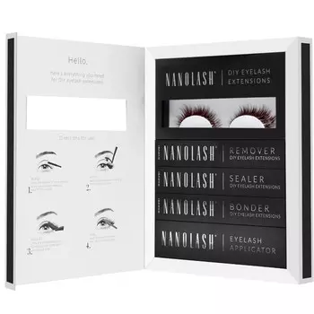 Коричневые склеиваемые ресницы HEARTBREAKER Nanolash набор - ресницы своими руками, 36 пучков