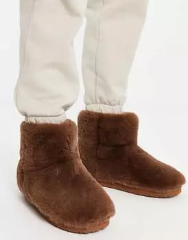 Коричневые слипоны из искусственного меха ASOS DESIGN