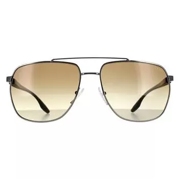 Коричневые солнцезащитные очки Aviator Gunmetal с градиентом Prada Sport, серый