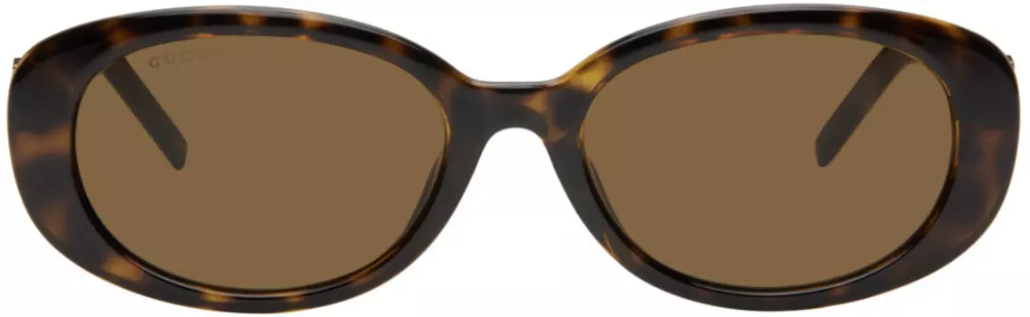 Коричневые солнцезащитные очки G-String Round Oval Gucci