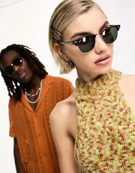 Коричневые солнцезащитные очки Ray-Ban Clubmaster