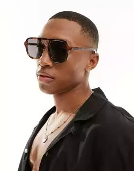 Коричневые солнцезащитные очки с узором-навигатором New Look