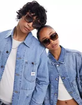 Коричневые солнцезащитные очки унисекс Reclaimed Vintage 70-х годов