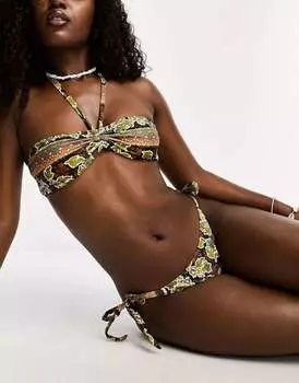 Коричневые треугольные плавки бикини с треугольными чашечками Reclaimed Vintage