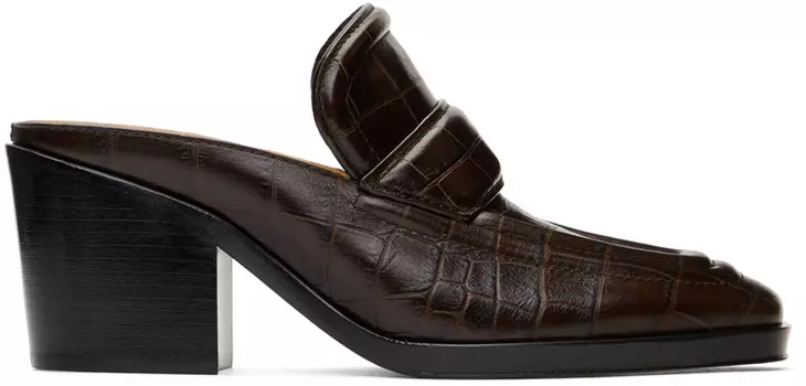 Коричневые туфли без задника на каблуке Bottega Veneta