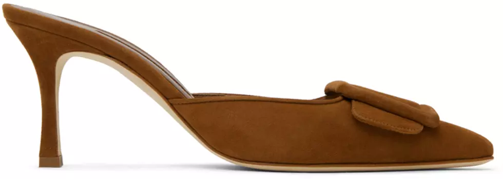 Коричневые туфли на каблуке Maysale среднего размера Manolo Blahnik