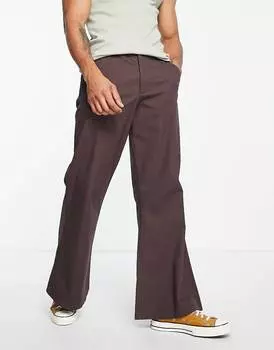 Коричневые ультраширокие расклешенные брюки ASOS DESIGN