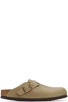 Коричневые узкие бостонские кожаные туфли-лоферы без застежек Birkenstock