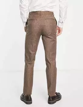 Коричневые узкие костюмные брюки с узором в виде штриховки ASOS