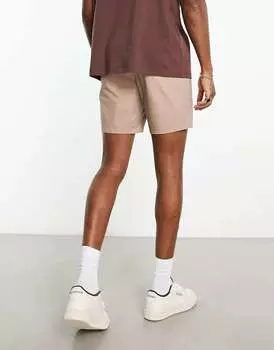 Коричневые узкие шорты чинос средней длины ASOS