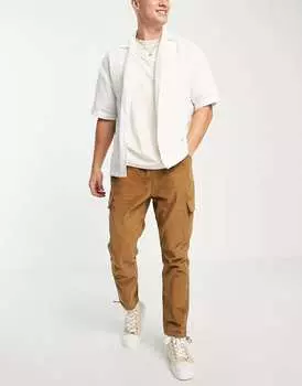 Коричневые вельветовые брюки-карго зауженного кроя ASOS DESIGN
