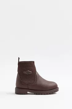 Коричневые вязаные ботинки для мальчика River Island, коричневый