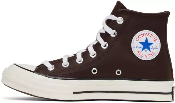 Коричневые высокие кожаные кроссовки Chuck 70 Heritage Converse