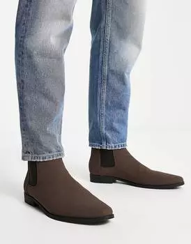 Коричневые замшевые ботинки челси ASOS DESIGN