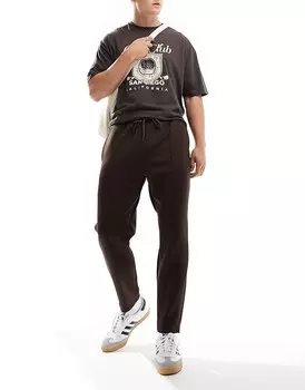 Коричневые зауженные джоггеры под неопрен ASOS DESIGN