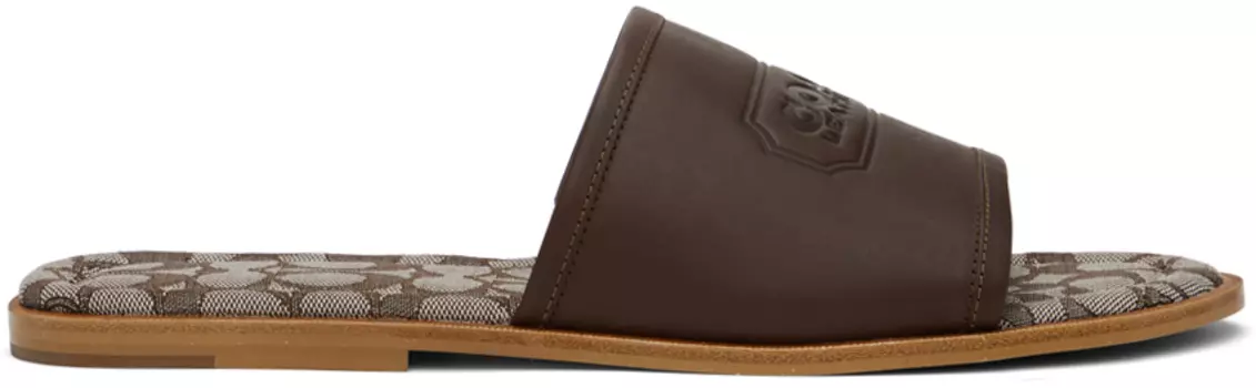 Коричневые жаккардовые сандалии Coach 1941 Signature