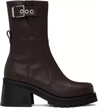 Коричневые женские ботинки на платформе с пряжкой GANNI