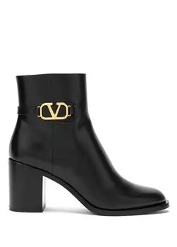 Коричневые женские кожаные ботинки vlogo Valentino Garavani