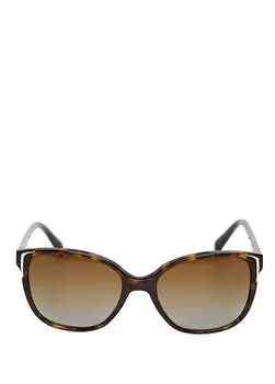 Коричневые женские солнцезащитные очки с черепаховым узором Prada