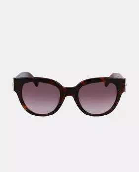 Коричневые женские солнцезащитные очки в круглой черепаховой оправе Longchamp, коричневый