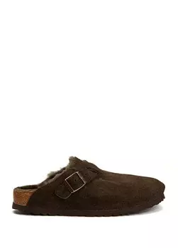 Коричневые женские замшевые тапочки buckley shearling Birkenstock