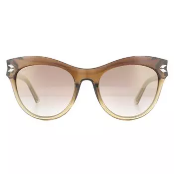 Коричневые золотистые зеркальные солнцезащитные очки «кошачий глаз» с градиентом Коричневые коричневые с градиентом Swarovski, коричневый