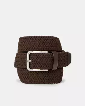 Коричневый эластичный плетеный ремень Leyva