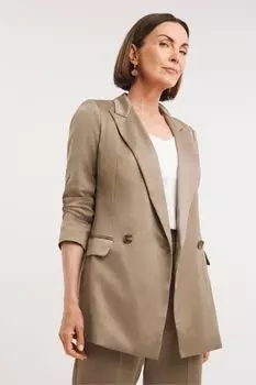 Коричневый атласный жакет Трюфель JD Williams, коричневый