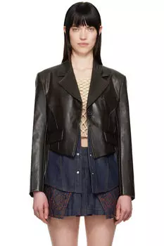 Коричневый блейзер из гибридной искусственной кожи Andersson Bell