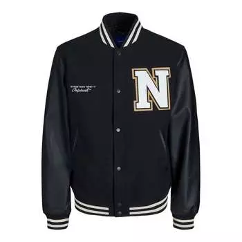 Коричневый бомбер Jas zomer College из смесовой шерсти Jack & Jones, черный